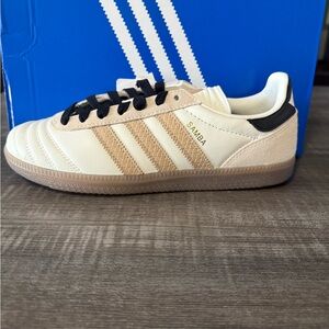 adidas Samba Cream and Black Athletic Shoes